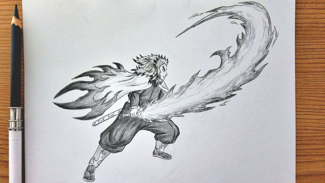 Fire Draw Rengoku How To Draw Rengoku Flame Breathing Full Body || Pencil Drawing ...