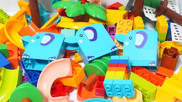 Satisfying Building Blocks Marble Run ASMR Three elephants course