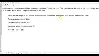 Math 14 3.2 Objective 1: Computing the Range of a Set of Data
