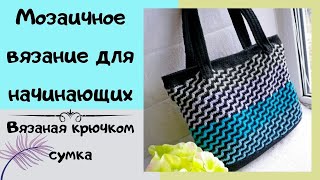 Мозаичное вязание крючком для начинающих - как связать сумку. Mosaic Crochet Bag Pattern