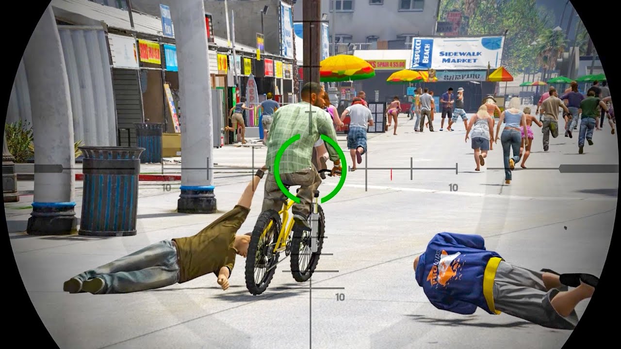 GTA 5 Slow-Mo Sniping Realistic Euphoria Physics Showcase (Cinematic Cam Compilation) #12