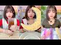 Iced Tea Drink Crescent Cake and Pastel Jelly Roll Mukbang