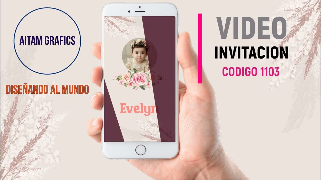 VIDEO INVITACION DE BAUTIZO PARA NIÑA CODIGO 1103 - AITAM GRAFICS  -