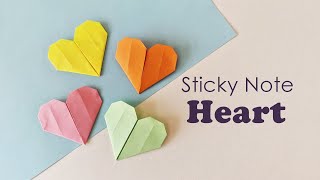 Easy Sticky Note Heart | Origami Postit Note Hearts | Sticky Note Origami Heart