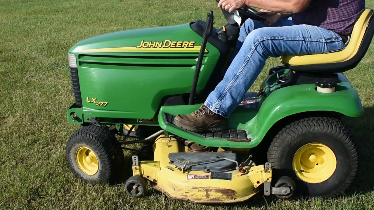 John Deere Lx277 Riding Lawn Mower 48 48c Convertible Deck Youtube