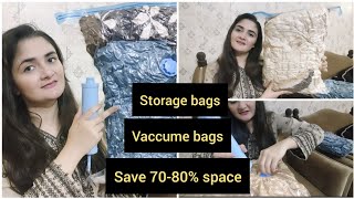 vaccume bags on daraz || space saving bags review by moqadas haider