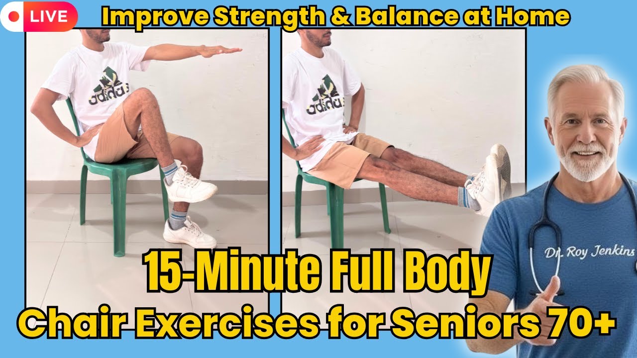 15-Minute Full Body Chair Exercises for Seniors ✔️ Strengthening Legs, Muscles and All Body