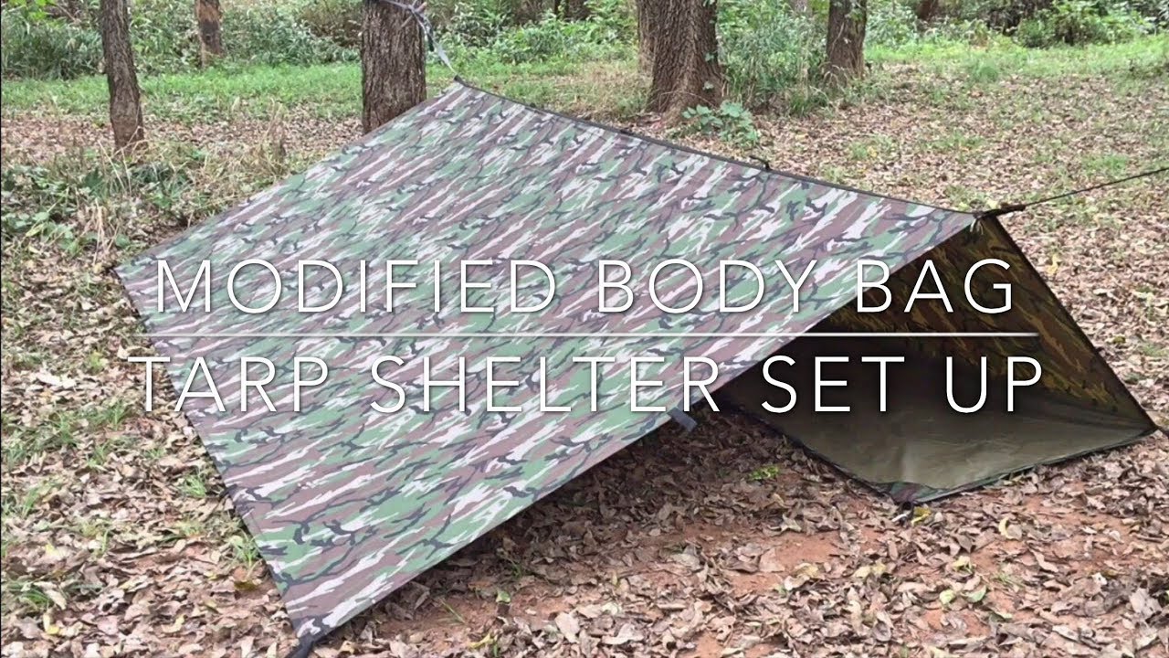 Modified Body Bag Tarp Shelter Set Up YouTube