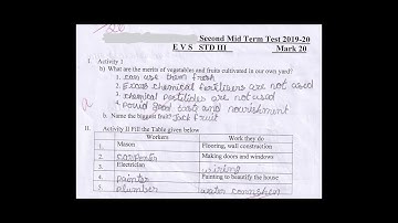 CLASS 3 / SECOND  MID  TERM  EXAMINATION 2019-20 / EVS /  KERALA / QUESTION PAPER