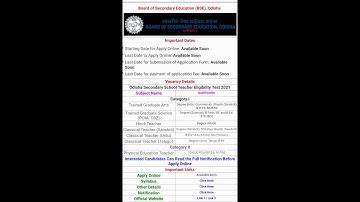 OSSTET 2021 Offical Notification