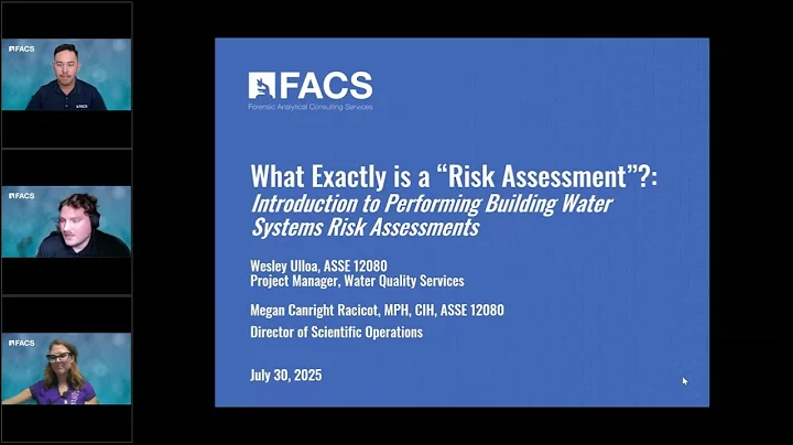 What Exactly is a "Risk Assessment"? - Introduction to Performing Water Systems Risk Assessments