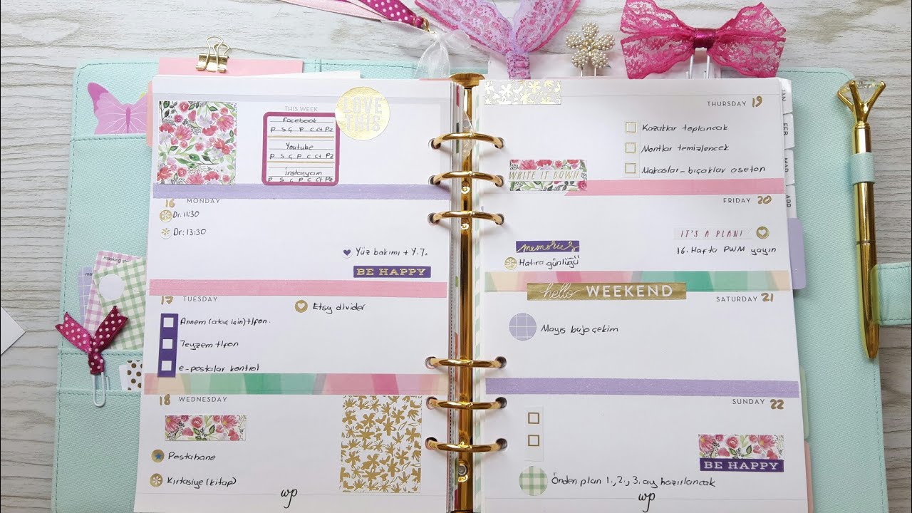 Nisan 16-23 2018 16. hafta / Birlikte Planlayalım / a5 Chapters ajandam / Derle Topla Çalkala