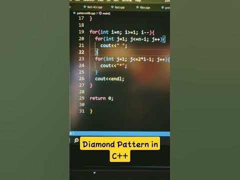 Diamond shape Pattern in C++ |VS code | NIIN KM | Coding Language - YouTube