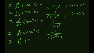Derivatives of Inverse Trig Functions; Logarithms and Expone