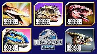 ALL MAX LEVEL 999,999 GEN 2 CREATURES (JURASSIC WORLD)