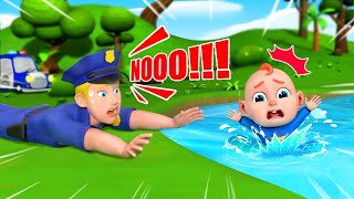 Police Rescued Baby Fell into The Water - Police Song + Wheels On The Bus | Rosoo - Song For Kids