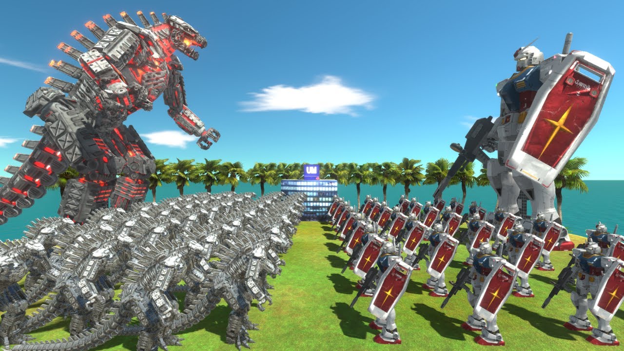 Epic Robot Battle: Mechagodzilla 2021 vs Gundam RX-78 in Animal Revolt Battle Simulator