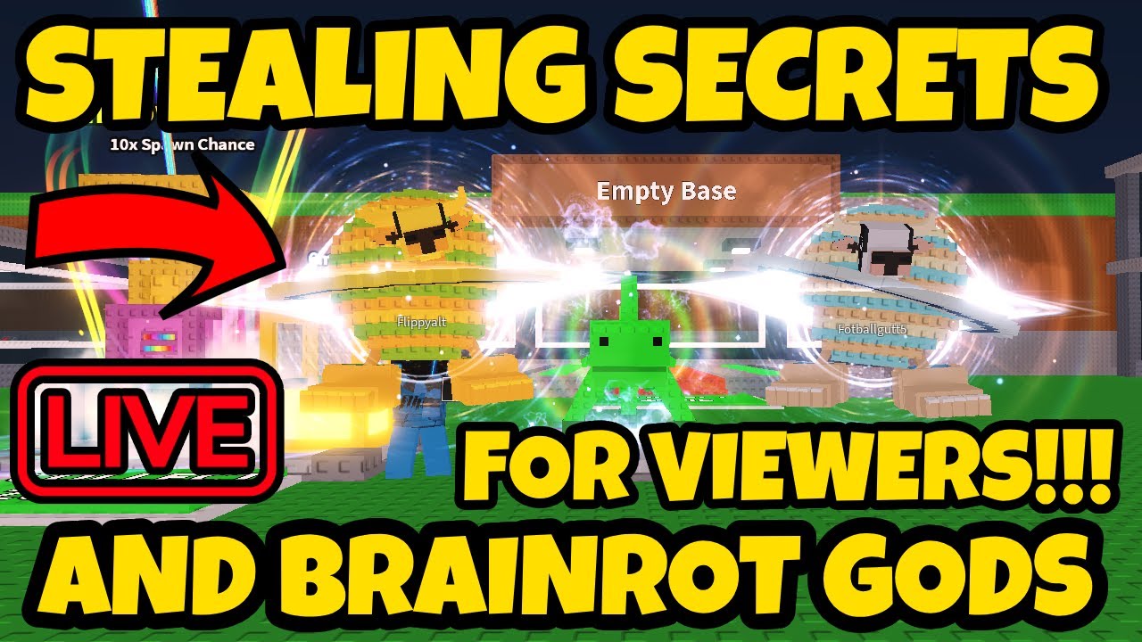  live stealing secrets and brainrot gods for viewers in steal a