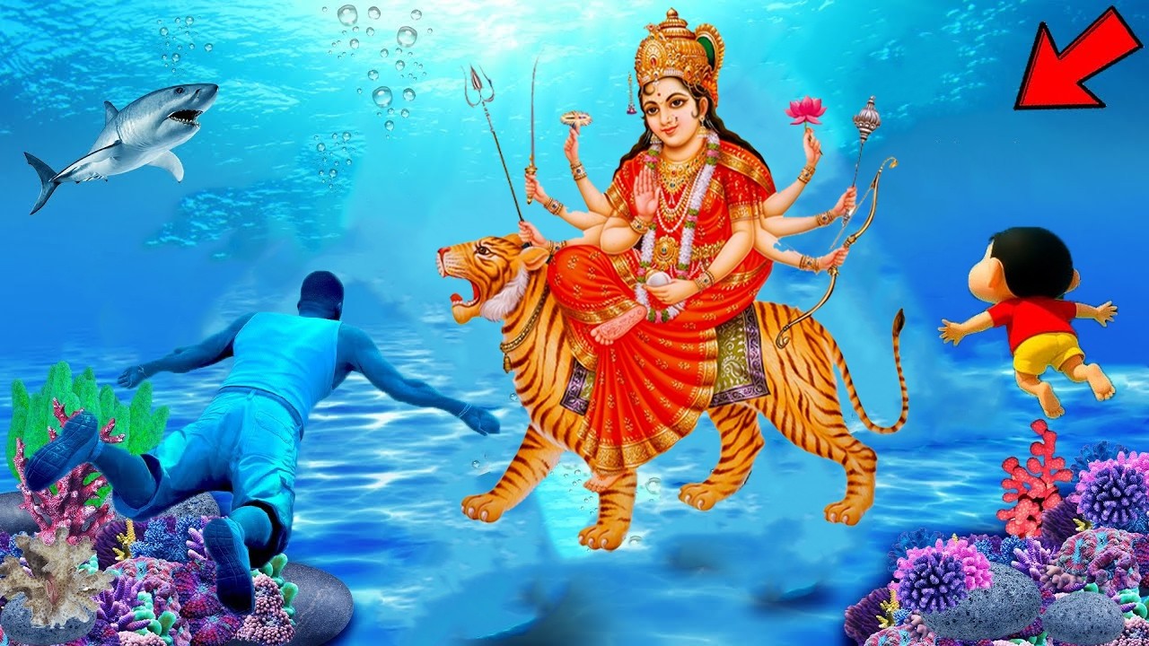 Franklin & Shinchan Found Biggest Durga Devi Statue Underwater GTA5 l Biggest Statue In The World