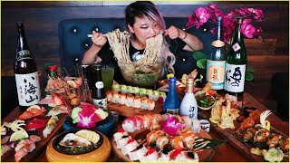 ALL YOU CAN EAT SUSHI AND RAMEN?!?!? Aburi Sushi - MASSIVE FEAST #RainaisCrazy