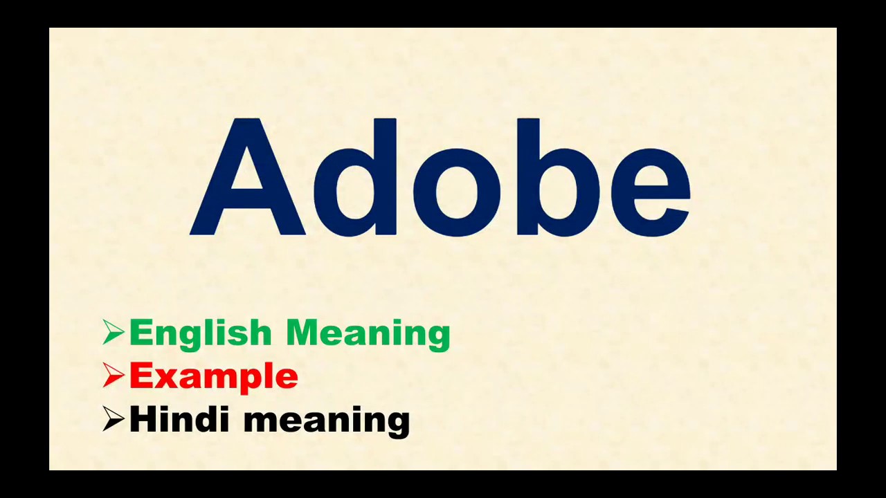 Adobe Meaning Adobe Hindi Meaning YouTube