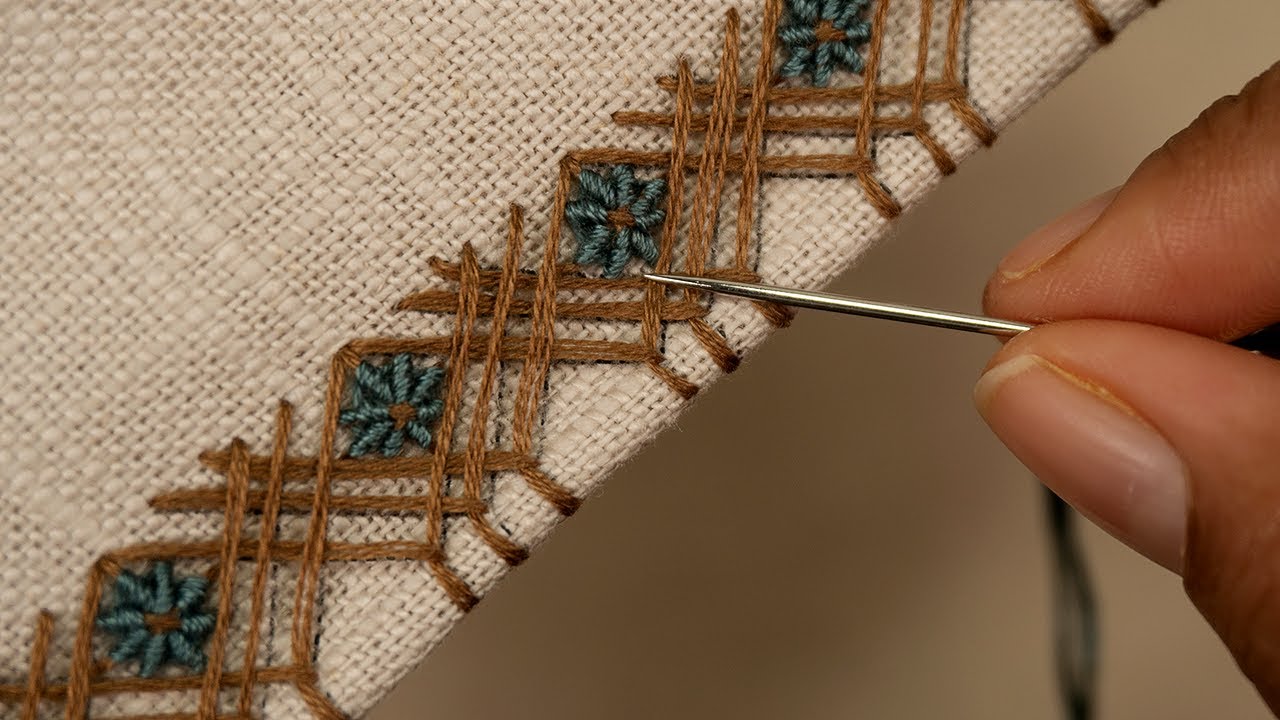 Простая ручная вышивка бордюра | Минималистичный дизайн для начинающих