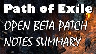 Path of Exile News: Open Beta Patch Notes (0.10.0) TL;DR Summary