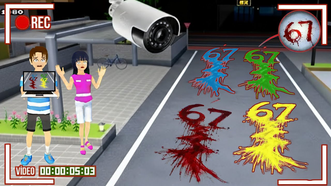 Yuta Mio Panik CCTV rekam RAINBOW🌈 ANGKA 67 BERLUMURAN D4R4H 😱 Di Depan Rumah #sakuraschoolsimulator