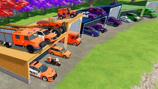 TRANSPORTING CARS, AMBULANCE, POLICE CARS, FIRE TRUCK, MONSTER TRUCK OF COLORS! WITH TRUCKS! - FS 22