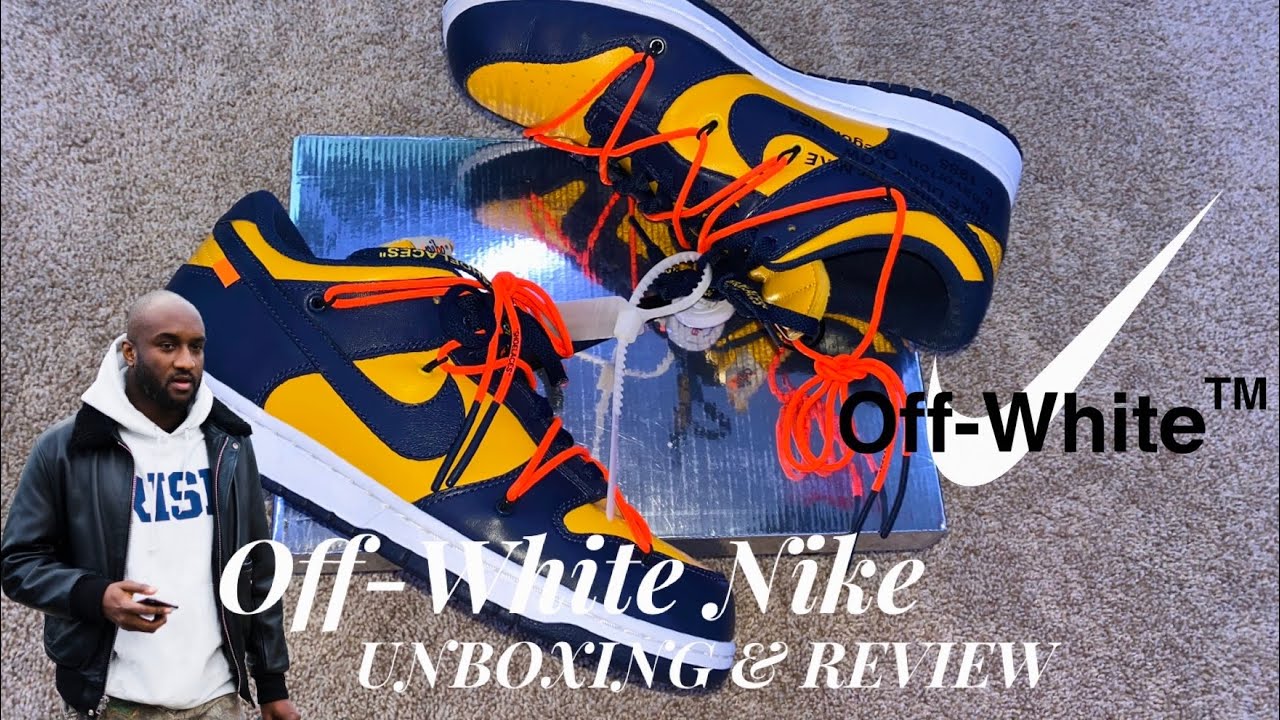 Off-White Nike Dunk Low 'Michigan' | UNBOXING & REVIEW - YouTube
