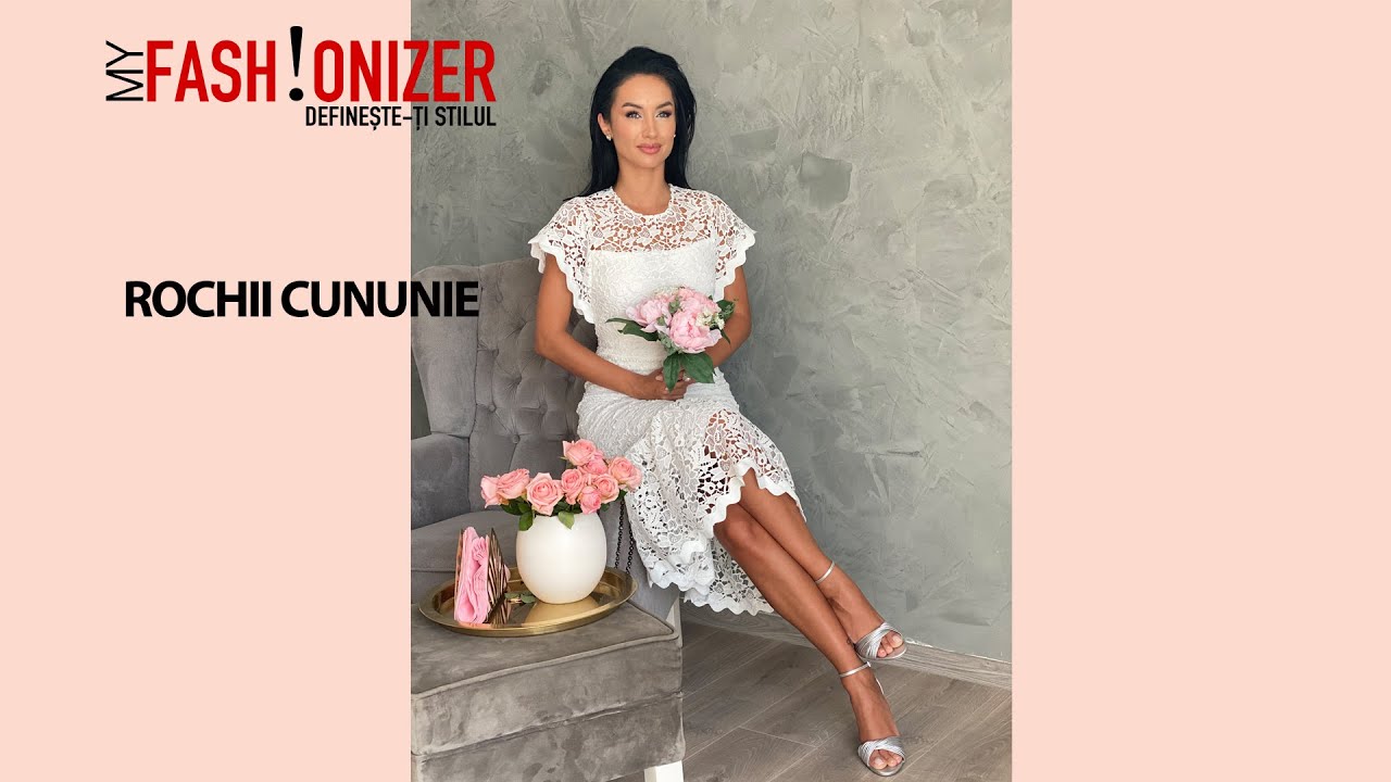 Rochie De Cununie Alba Midi Din Dantela