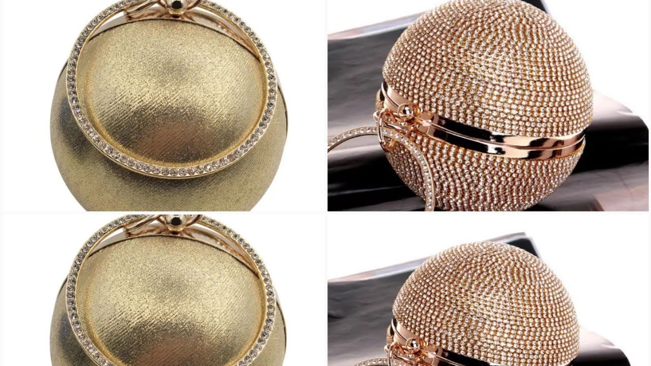 Fringe Clutch Bag In Golden Color/Women's Round Ball Clutch Purse/Sequins  Beads/Evening Clutch/ Wedding Party Handbags