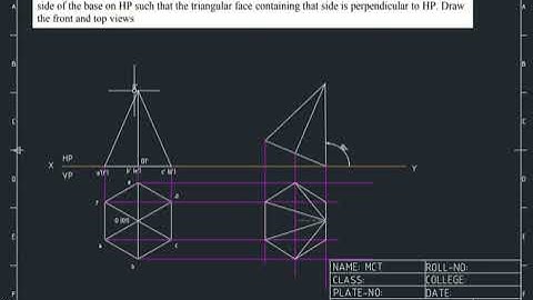 23. Hexagonal Pyramid with a triangular face perpendicular to HP- Engineering Drawing and Graphics