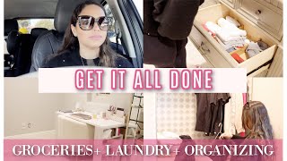 GET IT ALL DONE WITH ME | GROCERIES + LAUNDRY + OFFICE ORGANIZING | PRODUCTIVE DITL