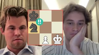 Magnus Carlsen SACRIFICES His Knight vs. Keymer for Stalemate