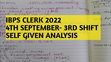 ✅Ibps clerk self given analysis-4th September -3rd shift🙂