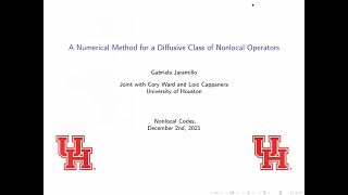 Numerical Methods for a Diffusive Class of Nonlocal Operators. Dr. Gabriela Jaramillo