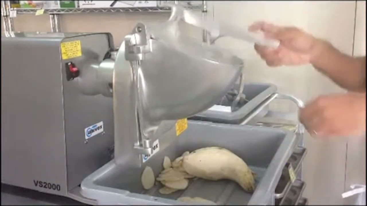 Slicing Sweet Potato in Univex VS2000