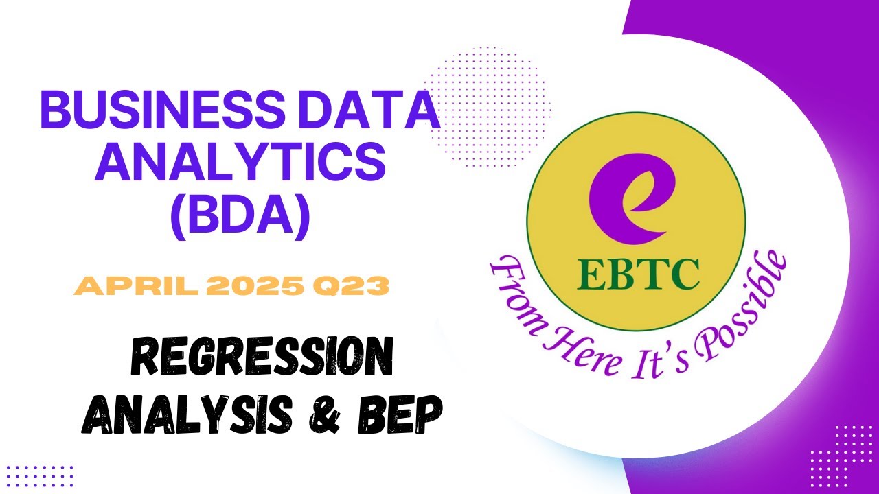 BUSINESS DATA ANALYITICS ( BDA) || APRIL 2025 Q23 || Regression Analysis & BEP