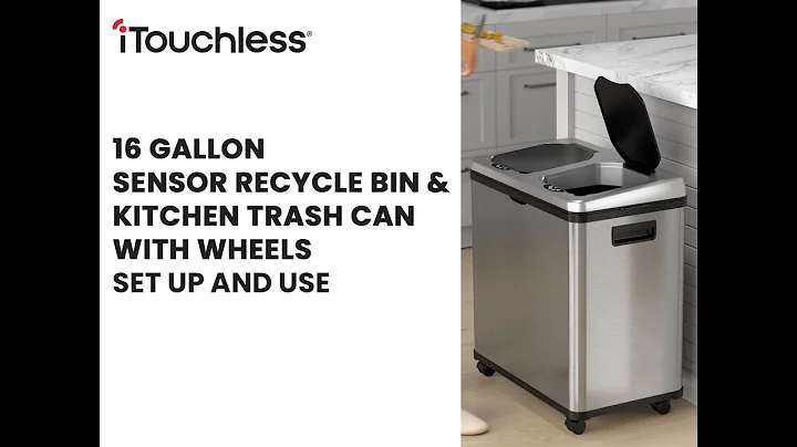 iTouchless 16 Gallon Sensor Recycle Bin & Kitchen Trash Can with Wheels Set Up and Use
