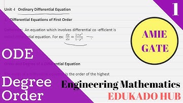 1 | Ordinary Differential Equations | Engineering Mathematics | AMIE GATE  IIT DEI