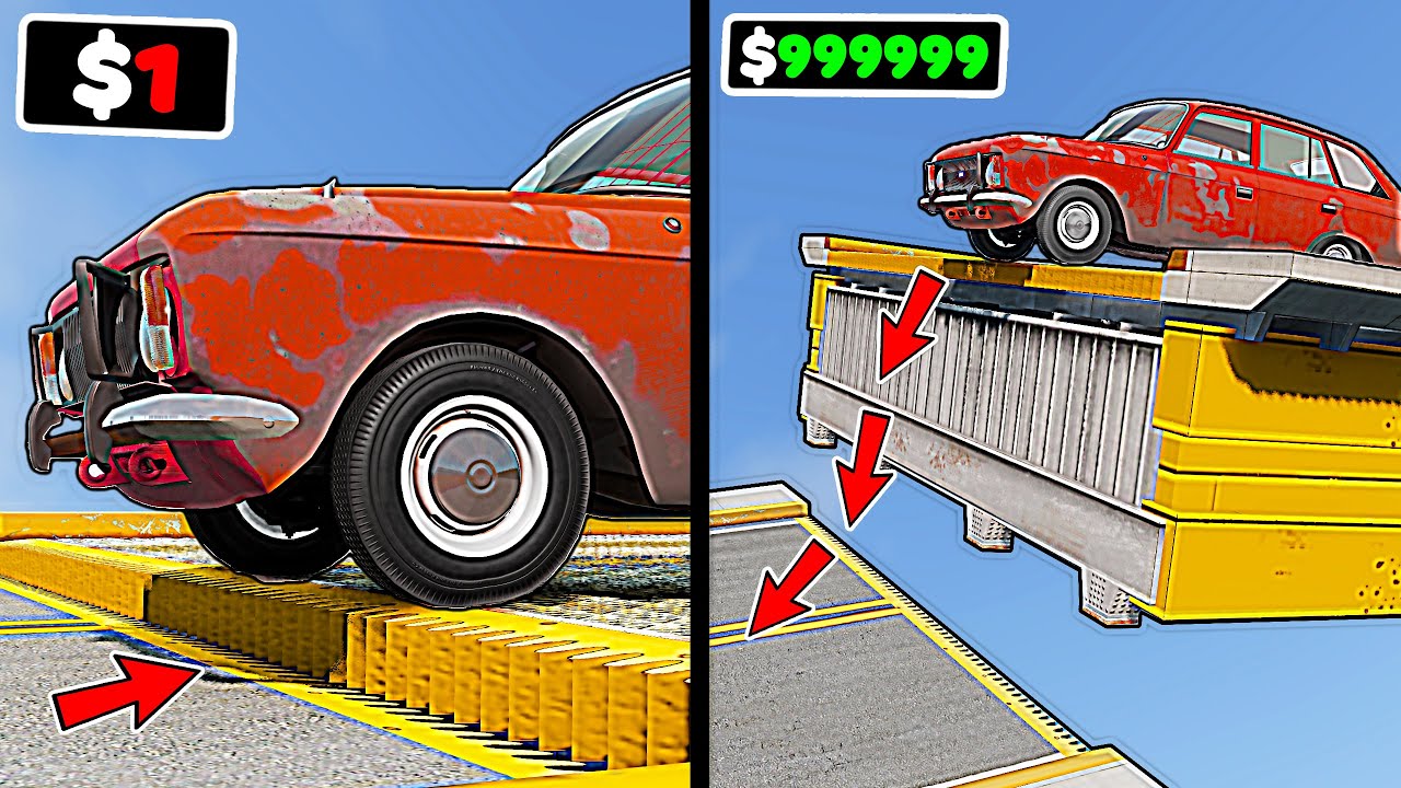$1 vs $1,000,000 Vehicles VS Drawbridge VS Suspension bridge in BeamNG drive