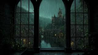 🌧️ Cozy Rainy Castle Night 🏰 | Warm Atmosphere for Rest & Serenity