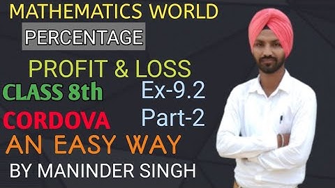 Ex 9.2 Part-2 Percentage Class 8th Cordova Mathematics Solution