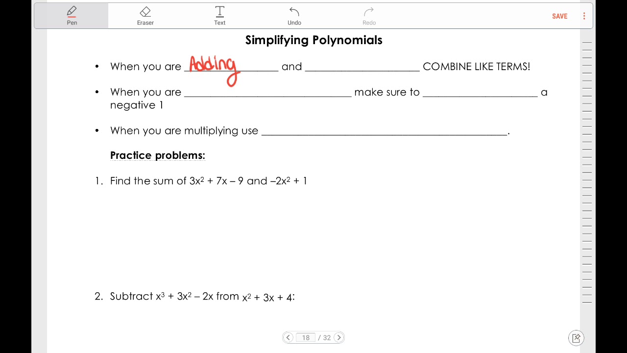 May 25- simplifying polynomials - YouTube
