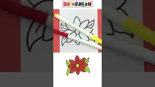 Dibujando y Coloreando una nochebuena facil | Dibujos de Navidad