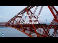 Scotland from above. Drone video 4K. Forth Rail Bridge, Flying Scotsman train passing.