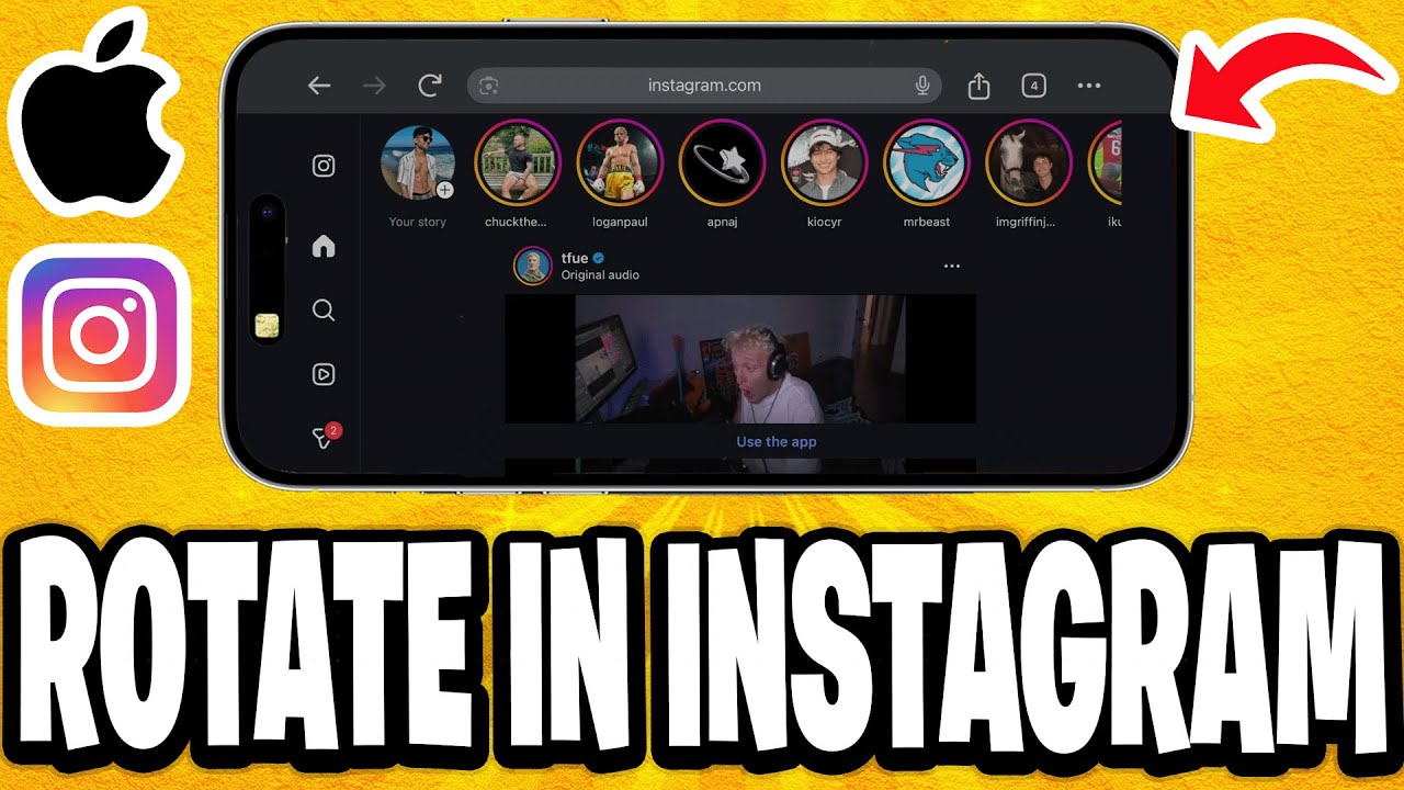 Как повернуть экран iPhone в Instagram