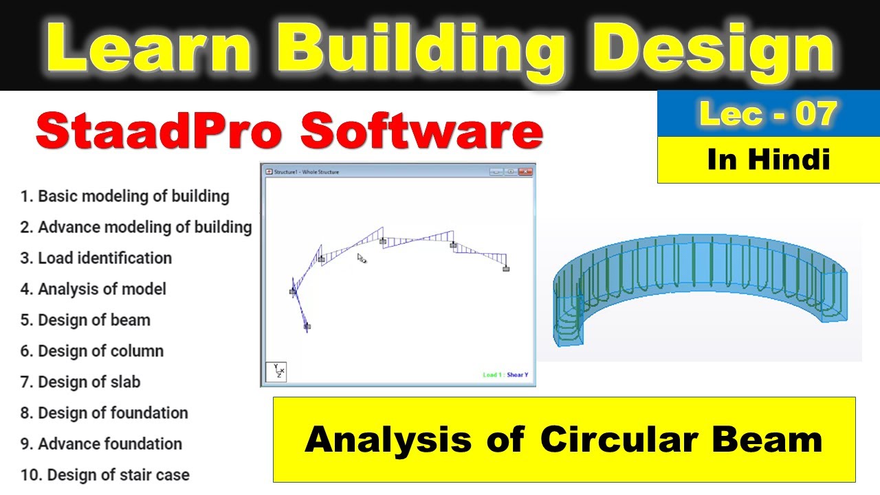 Staad pro tutorial in hindi [Lec 7]: Analysis of circular beam # ...