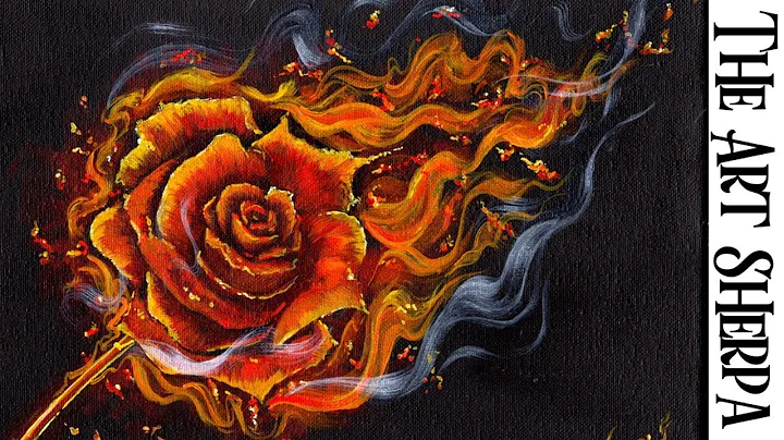 BURNING ROSE IN FLAMES  Beginners Learn to paint A...